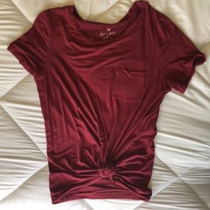 AE maroon soft and sexy crew neck T-shirt